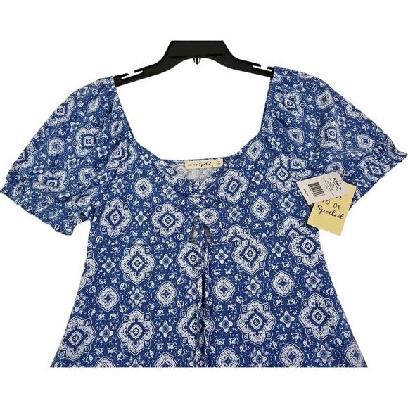 Live to Be Spoiled Kohl's ~Juniors Size L~ Blue Dedallion Mini Dress Unlined NWT - Picture 7 of 16